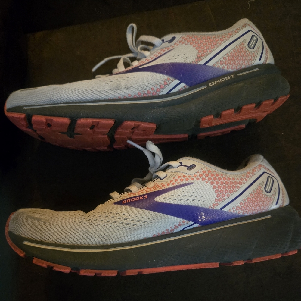 Brooks Ghost 14 Womens Running Shoes - White and Purple